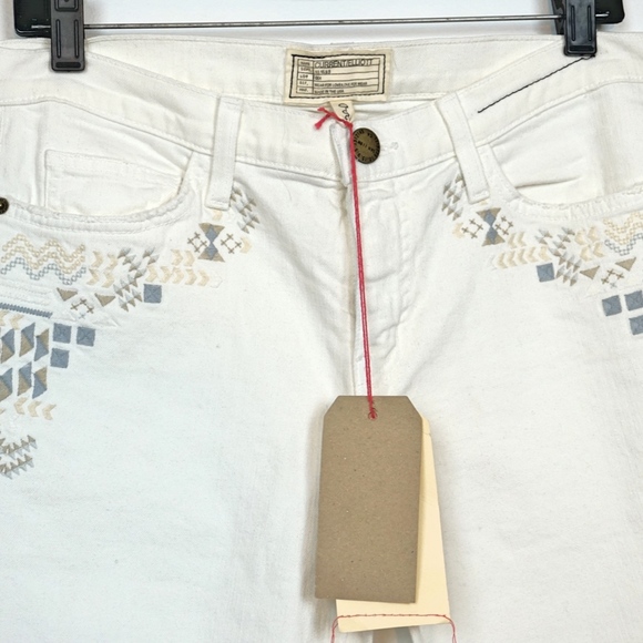 NWT current Elliott  dirty white embroidery jeans - Picture 5 of 8